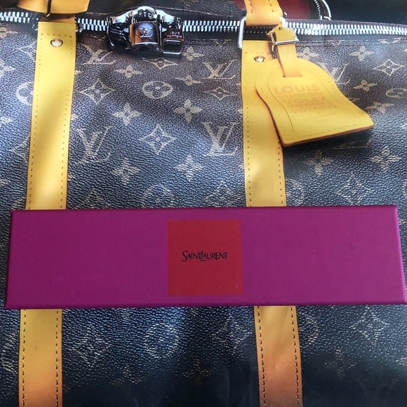 RARE Saint Laurent 10.5 x 2.5 Fuscia Red 6 Position Jewelry Box - Picture 4 of 8